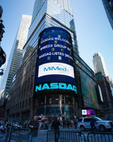 NASDAQ listing mimedx stock on ticker at Times Square